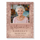 Rose Gold Foil Glitter 70th Birthday Photo Welcome