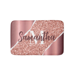 Rose Gold Foil Glitter Bath Mat