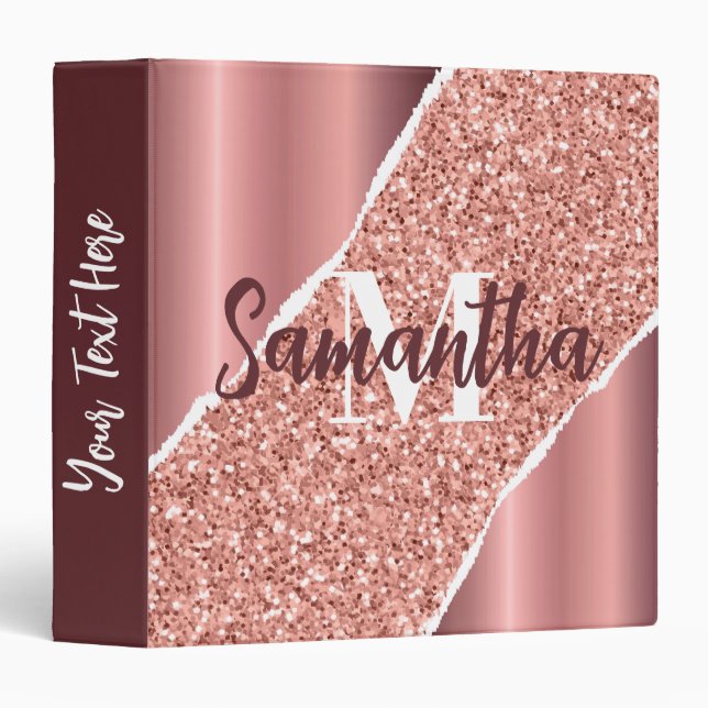 Rose Gold Foil Glitter Binder (Front/Spine)