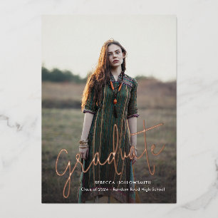 Rose Gold Foil Grad Photo Faire-part de graduation