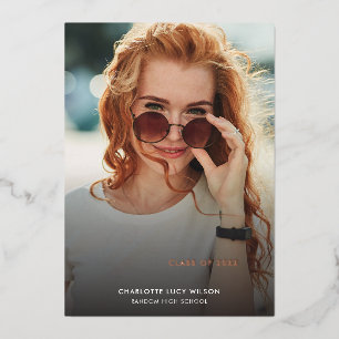 Rose Gold Foil Grad Photos Graduation Announcement