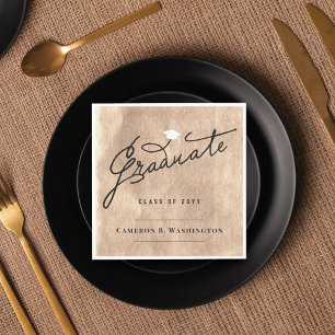 Rose Gold Foil Graduate Elegant Graduation Party Napkin