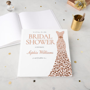 Rose Gold Foil Heart Dress Bridal Shower Guest Book