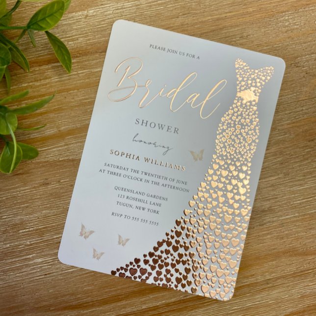 Rose Gold Foil Heart Dress Butterfly Bridal Shower (Creator Uploaded)