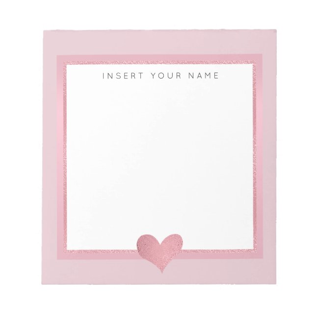 Rose Gold Foil Heart Notepad 5.5" x 6" (Front)