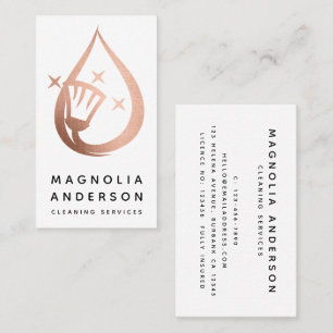 Rose Gold Foil House Cleaning Services Business Card