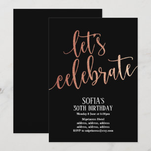 Rose Gold Foil, invitation de fête d'anniversaire