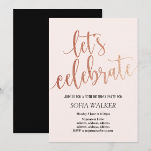 Rose Gold Foil, invitation de fête d'anniversaire