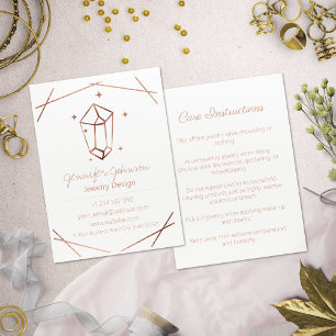Rose Gold Foil Jewellery Care White Business Card