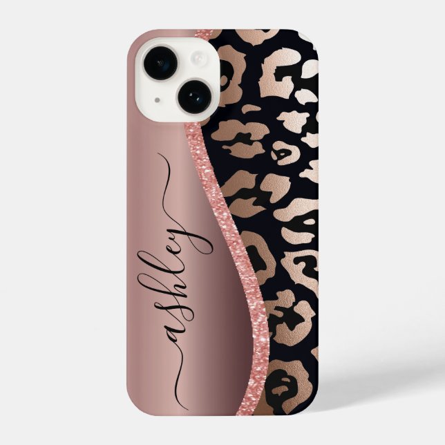 Rose Gold Foil Leopard Print iPhone Case (Back)
