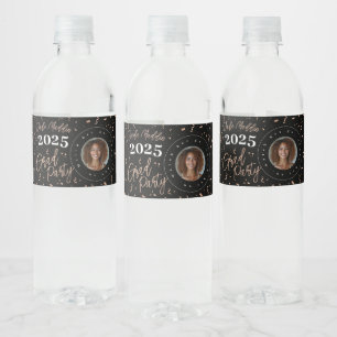 Rose Gold Foil-Look Graduation Water Bottle Labels