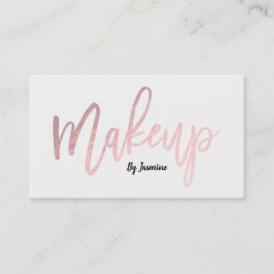 Rose Gold Foil Makeup Modern Script Brush Stroke Business Card