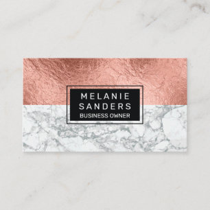 Rose Gold Foil Marble Business Card