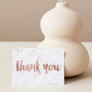 Rose gold foil marble custom thank you wedding card