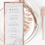 Rose gold foil marble luxury modern wedding menu<br><div class="desc">Gorgeous marbled background design with faux Rose gold foil bold border and details, 
elegant modern simple design,  stylish and chic,  great wedding menu cards for modern wedding,  luxury wedding and winter wedding
Semi-Gloss finish paper selected. 
See all the matching pieces in collection below.</div>