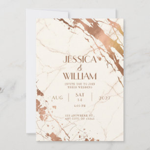 Rose Gold Foil Marble Splash Wedding Invitation