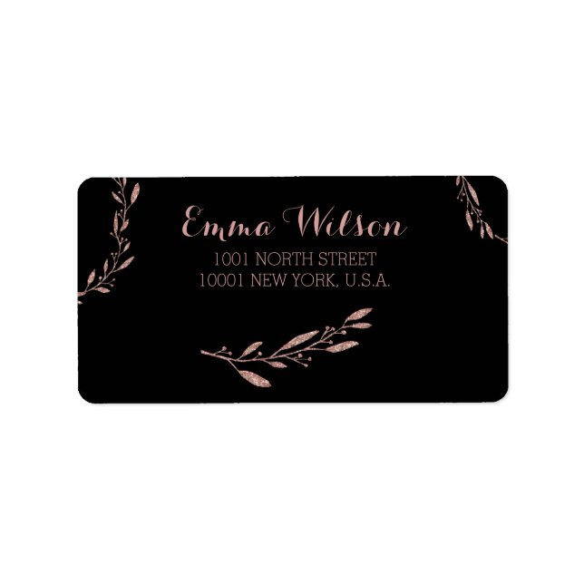 Rose Gold Foil Mariage Étiquette de adresse Floral (Devant)