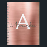 Rose Gold Foil Metallic Metal Monogram Notebook<br><div class="desc">Blush Pink - Rose Gold Faux Brushed Metal Metallic Foil Elegant Monogrammed Notebook Journal for School or Work. The notebook is perfect for going back to school or a wedding or bridal shower planner.</div>
