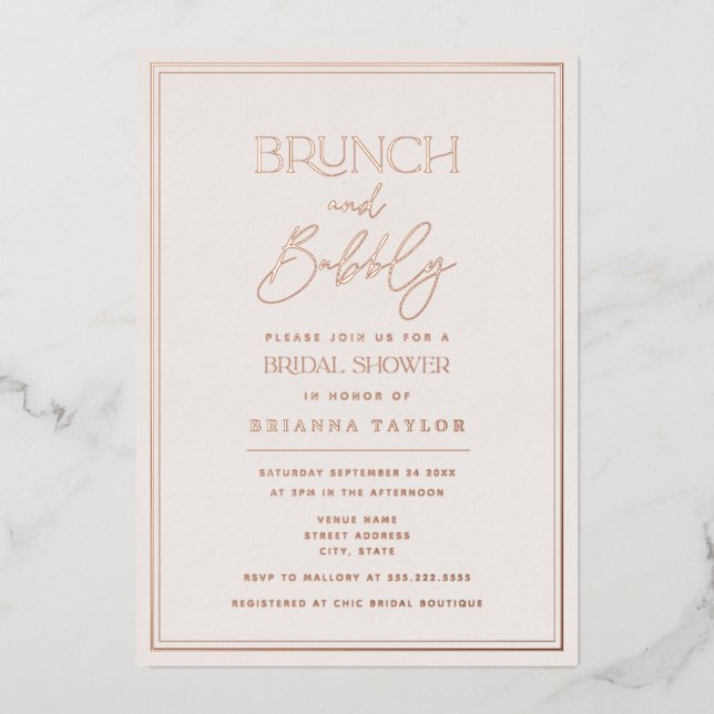 Rose Gold Foil Minimalist Elegant Bridal Shower (Front)