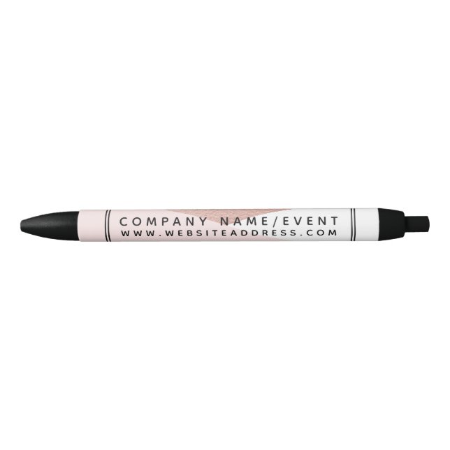 Rose Gold Foil, Modern Geometric Company/Event Black Ink Pen (Front)