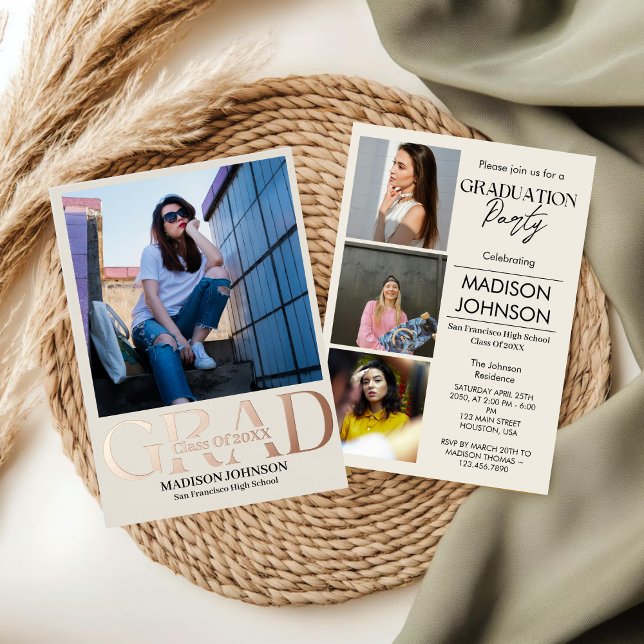 Rose Gold Foil Modern Minimalist Graduation Photo  (Creator Uploaded)