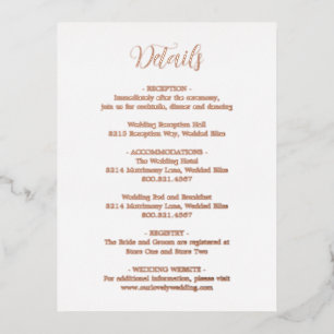 Rose Gold Foil Modern Wedding Enclosure Card