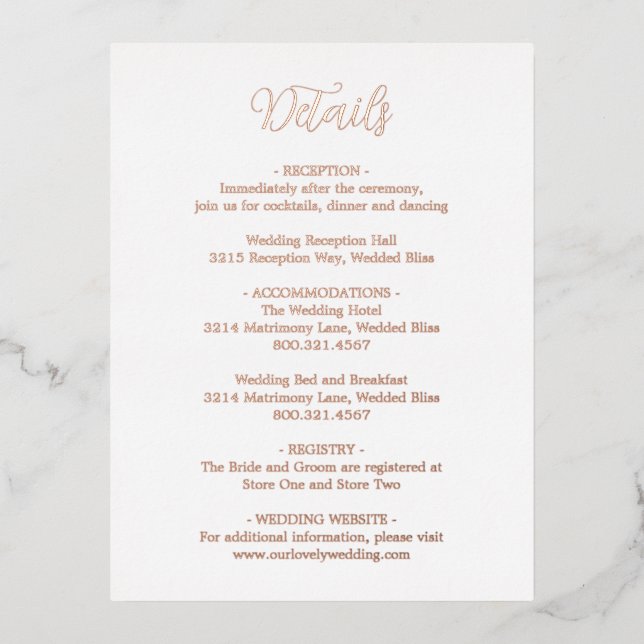 Rose Gold Foil Moderne Mariage carte de boîtier (Recto)