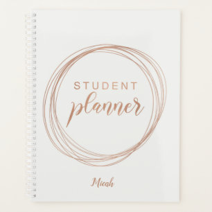 Rose Gold Foil Moderne Monogramme Nom Étudiant