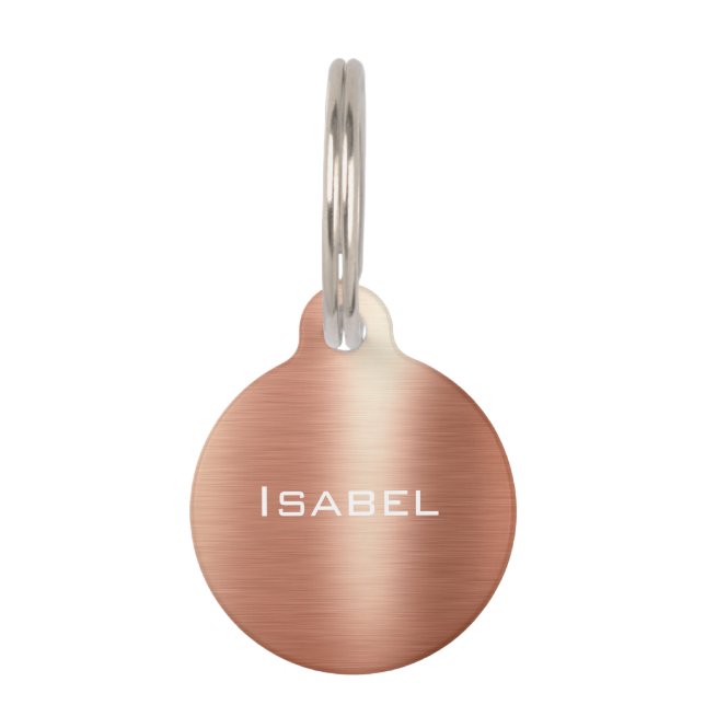Rose Gold Foil Monogram Personalised Pet Tag (Front)