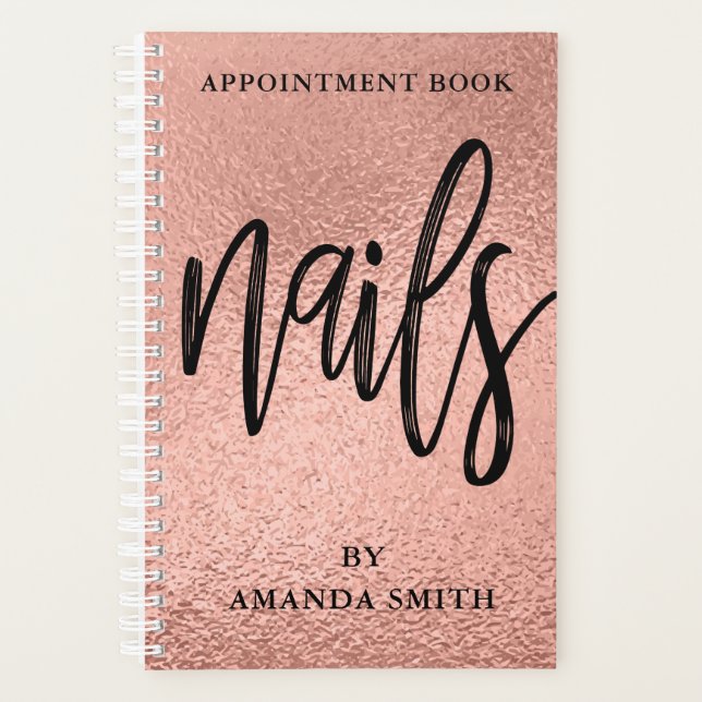 Rose Gold Foil Nails Appointment Book Planner (Front)
