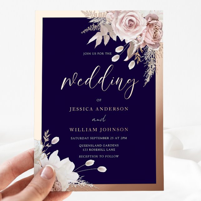 Rose Gold Foil Navy & Blush Floral Wedding (Creator Uploaded)