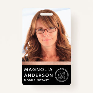 Rose Gold Foil Notary Photo Barcode Logo Badge