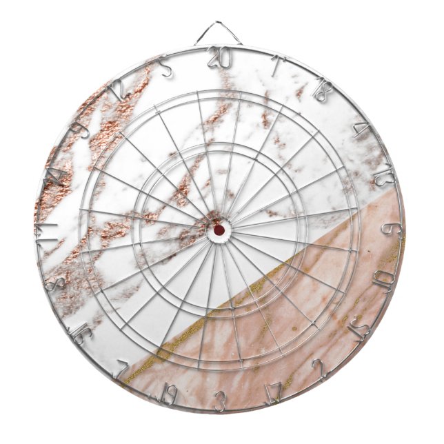 Rose gold foil over marble dartboard (Front)