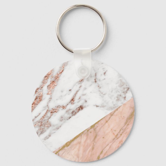 Rose gold foil over marble keychain (Front)