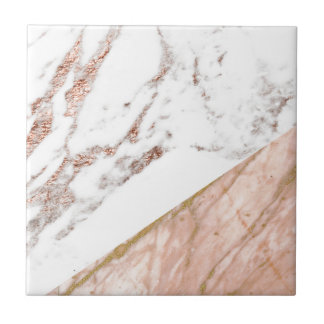 Rose gold foil over marble tile