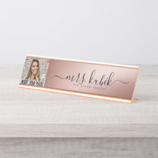 Rose Gold Foil Personnalisé Image Desk Nom Plaque