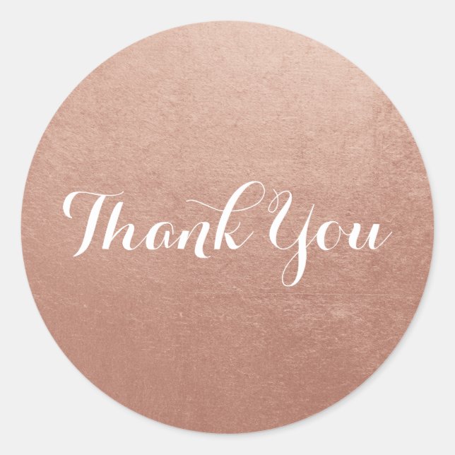 Rose Gold Foil Photo Thank You Classic Round Sticker (Front)