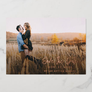 Rose Gold Foil Photo Wedding Save the Date Card