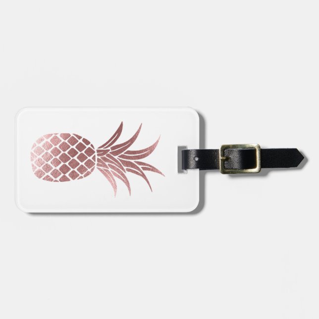 Rose Gold Foil Pineapple Luggage Tag (Front Horizontal)
