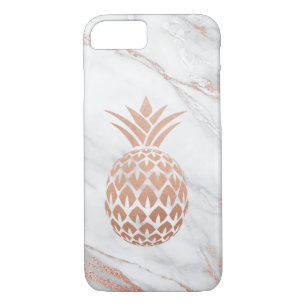Rose Gold Foil Pineapple on White Marble Case-Mate iPhone Case