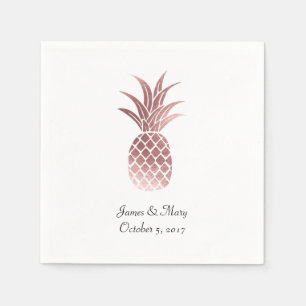 Rose Gold Foil Pineapple Wedding Cocktail Napkins