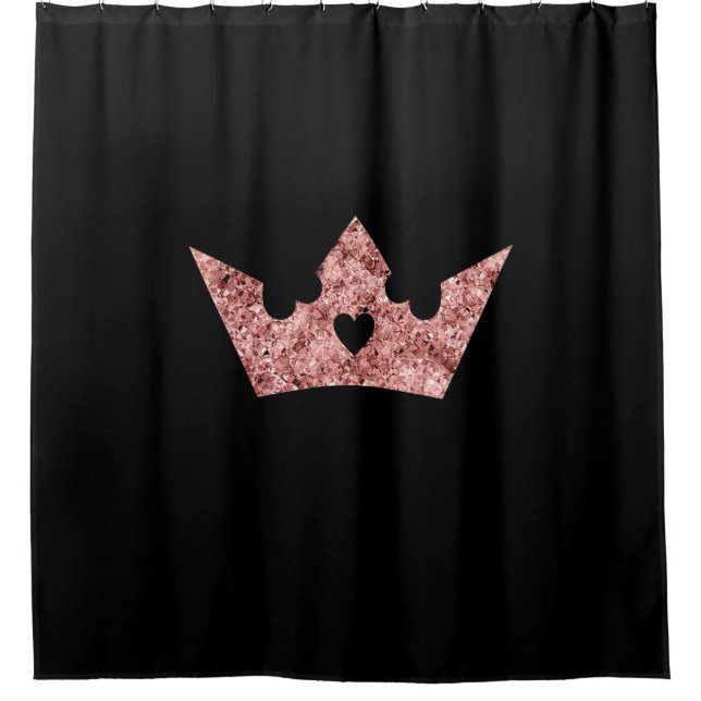 Rose Gold Foil Princess Crown on Black (Front)