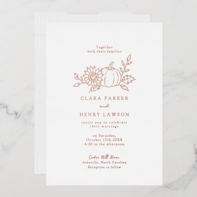 Rose Gold Foil Pumpkin Sunflower Wedding (Envelope)