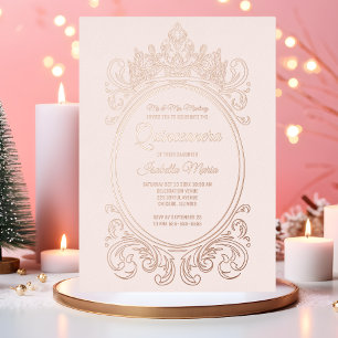 Rose Gold Foil Quinceañera Invitations Couronne ro