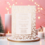 Rose Gold Foil Quinceañera Invitations Floral<br><div class="desc">Honour her milestone with this exquisite quinceañera invitation, designed to reflect glamour, and heartfelt celebration. Featuring radiant gold foil, white and fun flowers-this flat card sets the tone for a day filled with love and legacy. Front: Personalize with her name, event details, and/or a meaningful message Back: Includes a dedicated...</div>