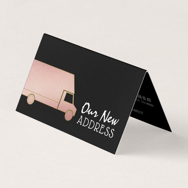 Rose Gold Foil Removal Van, Change of Address Card (Front)