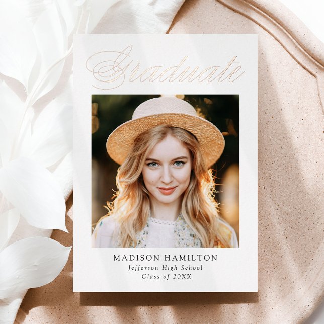 Rose Gold Foil Script Graduation Announcement (Creator Uploaded)
