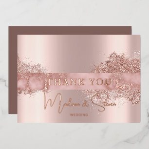 Rose Gold Foil Script Mariage Merci Cartes
