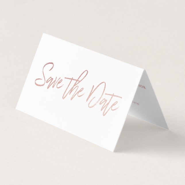 Rose Gold Foil Script Photo Enregistrer La Carte D (Devant)
