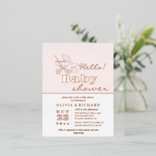 Rose Gold Foil Shine Pink Baby Shower Invitation